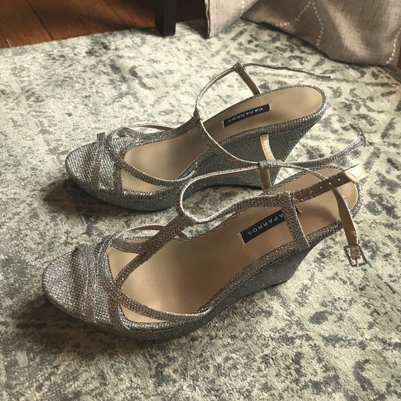 Silver sparkle caparros wedding wedges - Picture 3 of 6